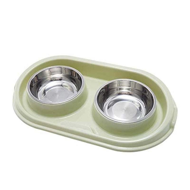 MXCELL Double Dog Cat Food Bowls, Stainless Steel Pet Bowls Dog Water Bowls with No-Spill and Non-Skid PP Station, Food Water Feeder for Cats and Small Dogs - Image 1